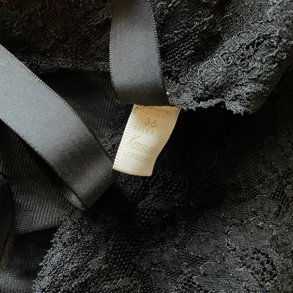 Vintage Komar Lingerie Black Lace Slip Dress Goth Fairy Whimsygoth 36 Medium - Picture 5 of 5